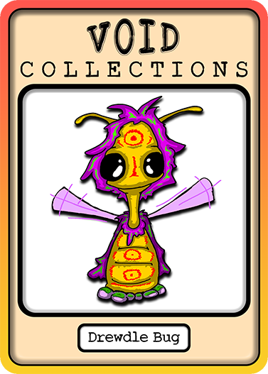 A picture of the Drewdle Bug card with its standard border.